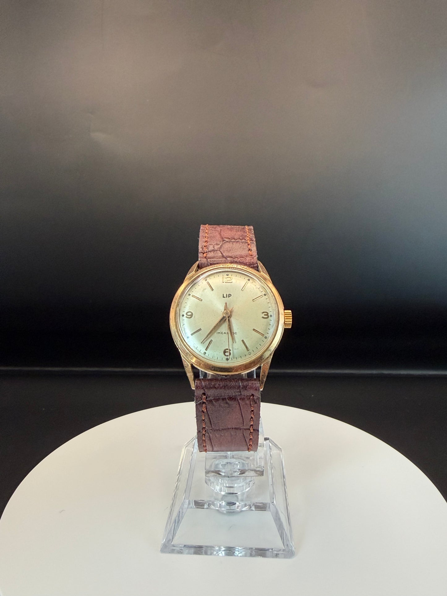 Montre LIP vintage mécanique Incabloc – boîtier plaqué or - 1950/1960