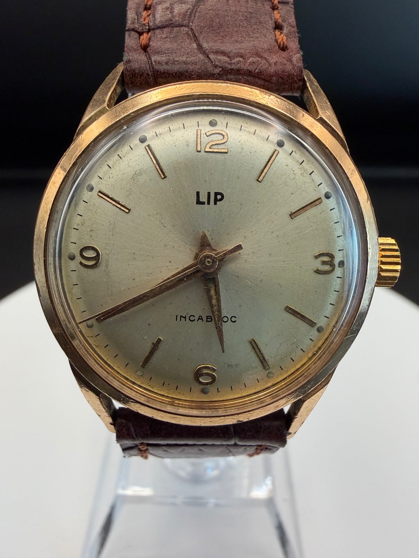 Montre LIP vintage mécanique Incabloc – boîtier plaqué or - 1950/1960