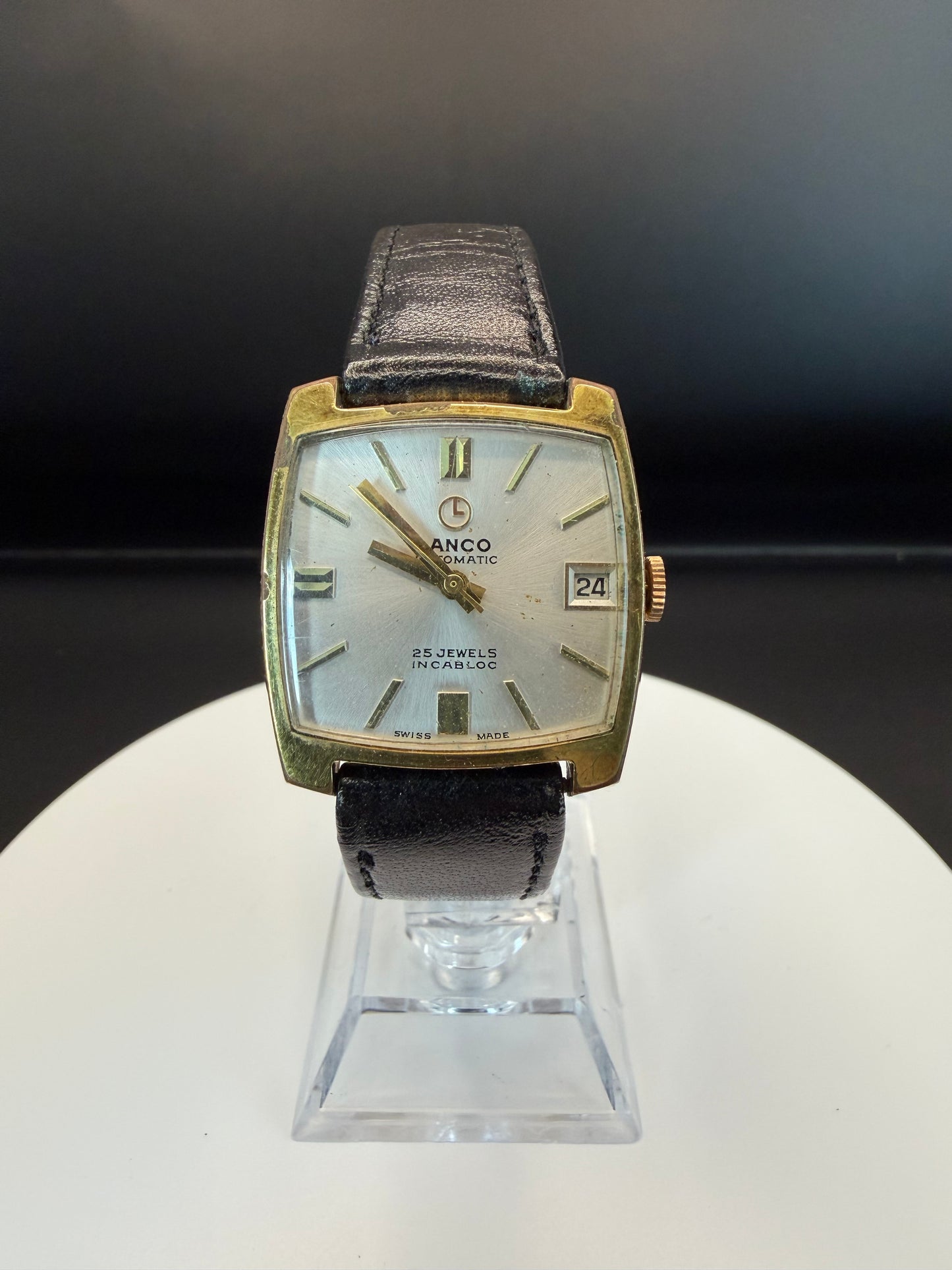 Montre LANCO carré vintage Automatic 25 Jewels – boîtier plaqué or