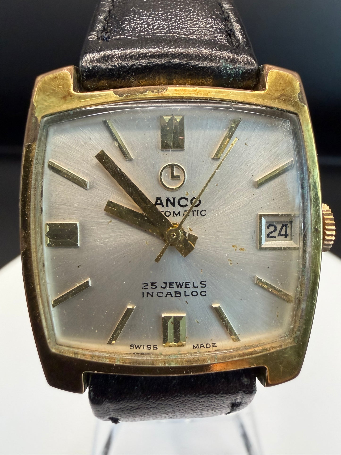 Montre LANCO carré vintage Automatic 25 Jewels – boîtier plaqué or