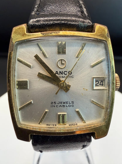 Montre LANCO carré vintage Automatic 25 Jewels – boîtier plaqué or