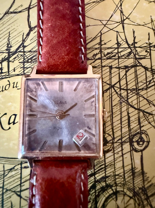 Montre Vintage SLAVA russe 21 Rubis Carrée Or | URSS Export