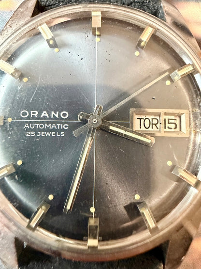 Montre Orano NOS Swiss Made Automatique Bleu nuit day date vintage