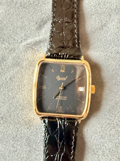 Montre OGIVAL Suisse Automatique NOS noir 25 rubies 1980
