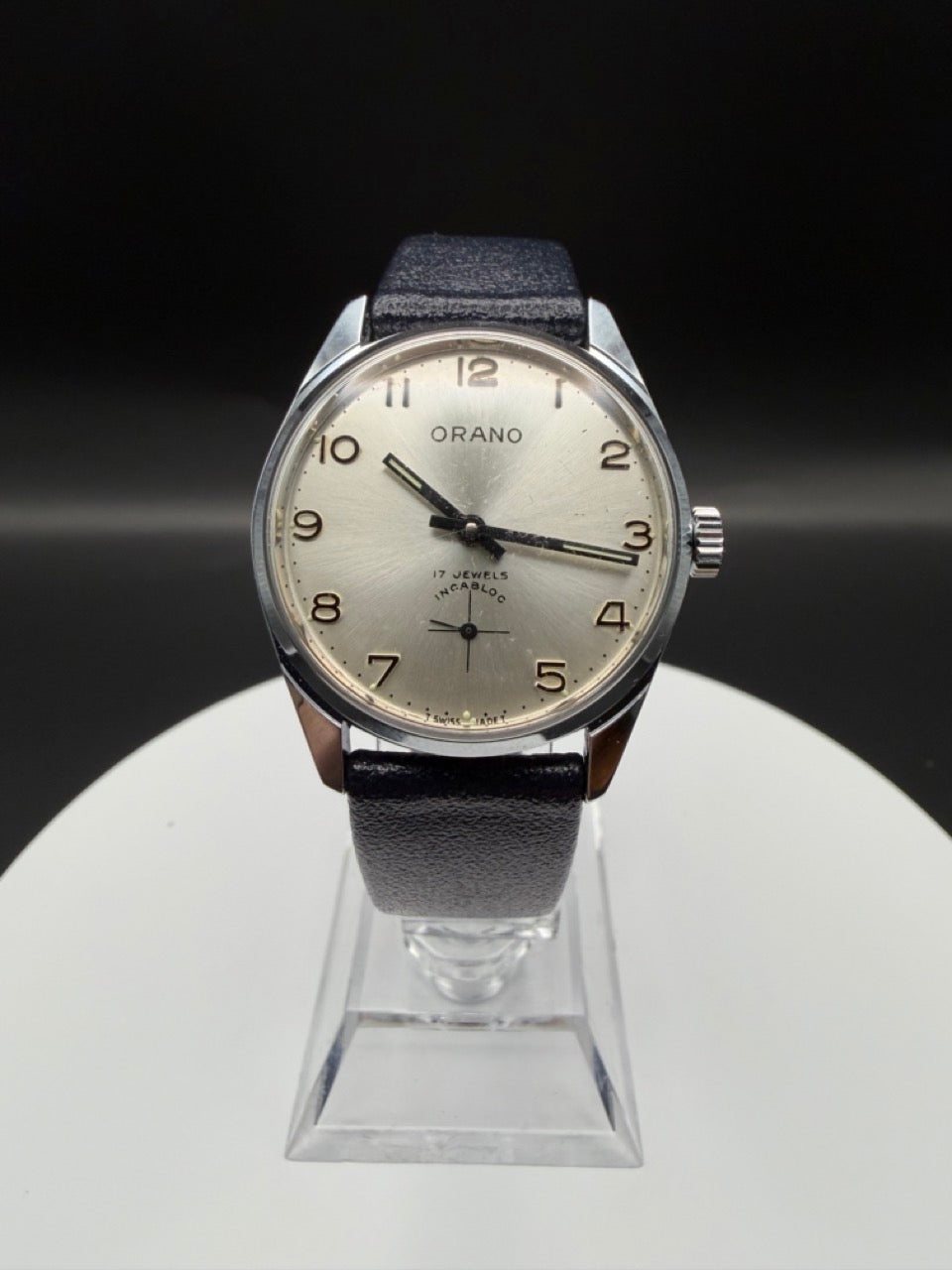 Montre Orano NOS Swiss Made chiffres arabes cadran argent FS Ferrovie dello Stato
