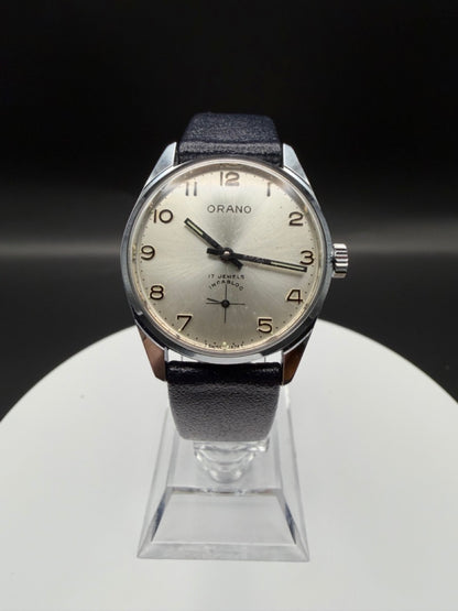 Montre Orano NOS Swiss Made chiffres arabes cadran argent FS Ferrovie dello Stato