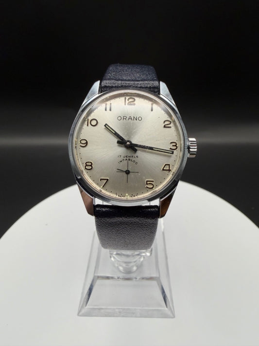 Montre Orano NOS Swiss Made chiffres arabes cadran argent FS Ferrovie dello Stato