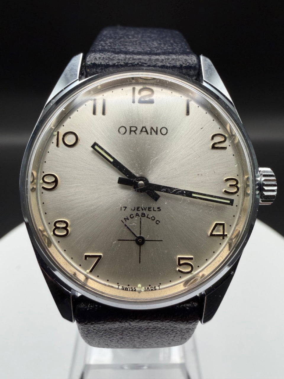 Montre Orano NOS Swiss Made chiffres arabes cadran argent FS Ferrovie dello Stato