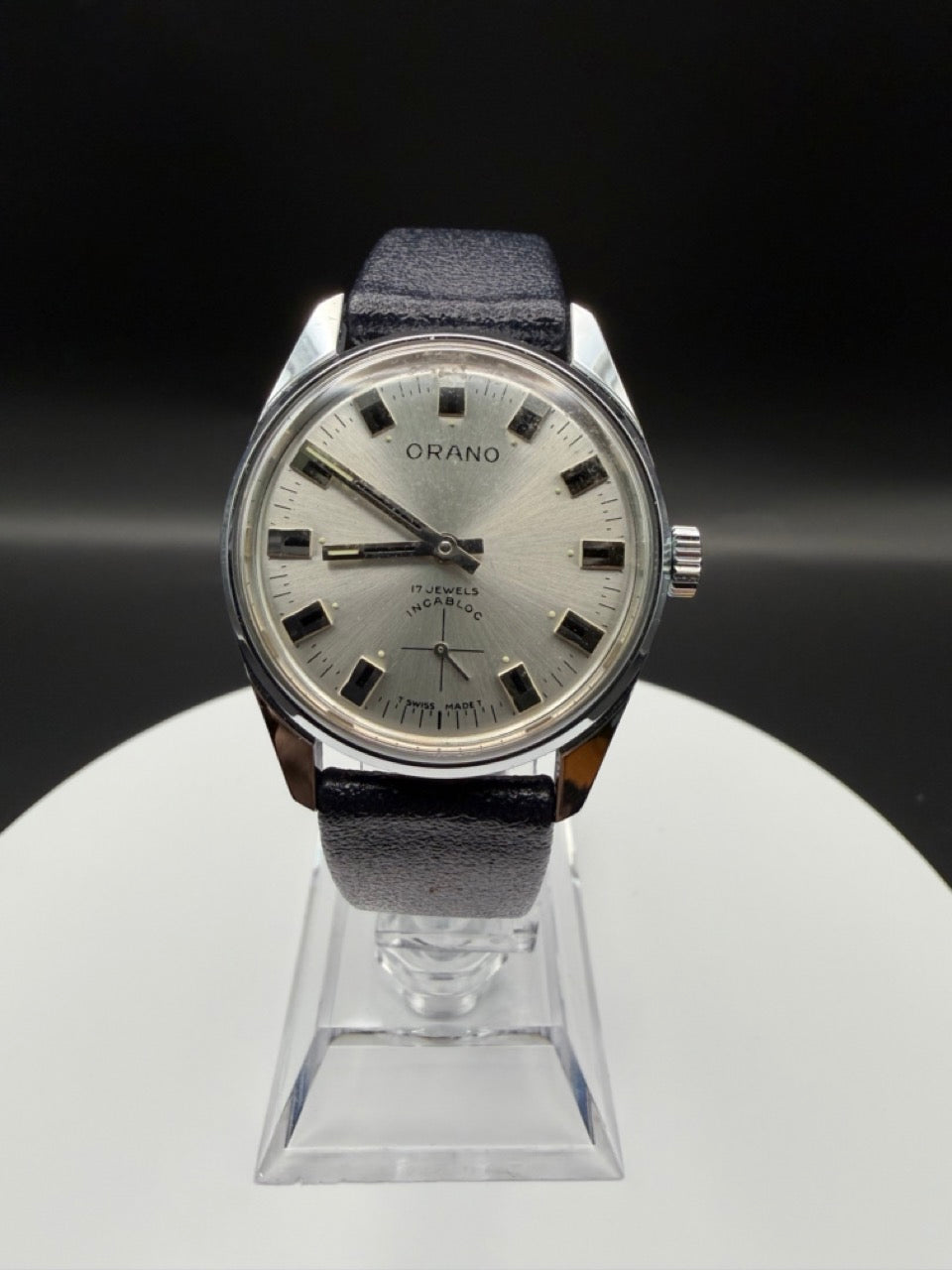 Montre Orano NOS Swiss Made cadran argent vintage FS Ferrovie dello Stato
