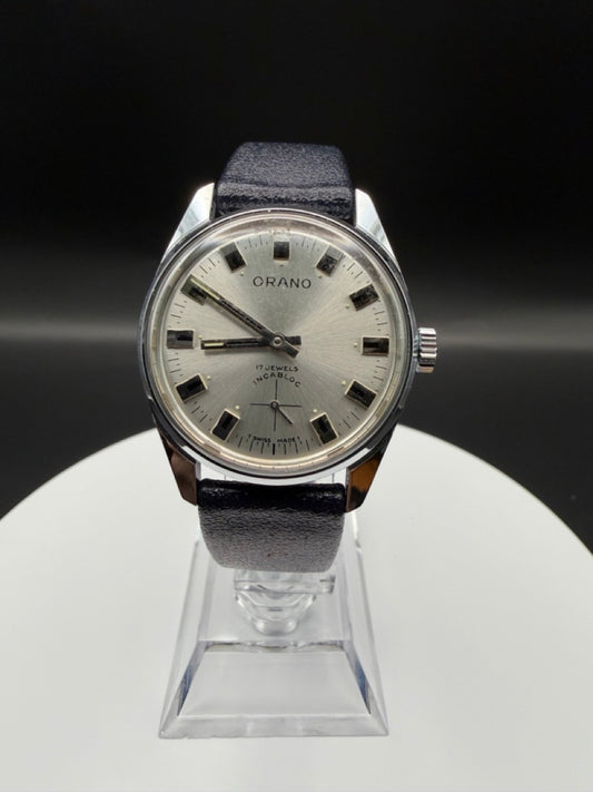 Montre Orano NOS Swiss Made cadran argent vintage FS Ferrovie dello Stato