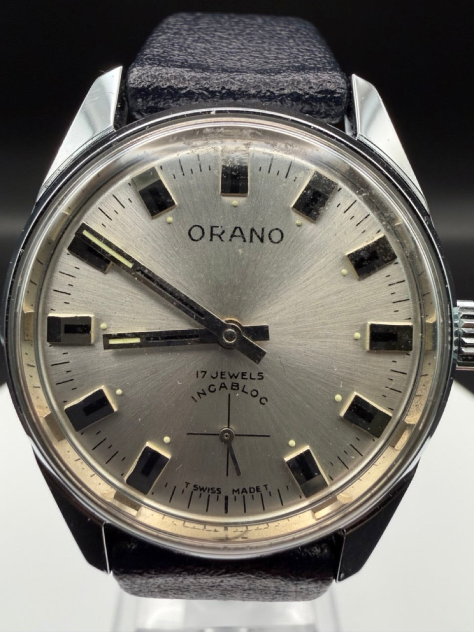 Montre Orano NOS Swiss Made cadran argent vintage FS Ferrovie dello Stato