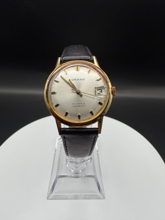 Montre Orano NOS Swiss Made Automatique day date nacre vintage