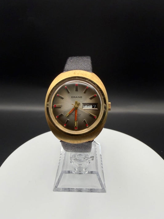 Montre Orano NOS Swiss Made Automatique day date rond 2 vintage plaqué or