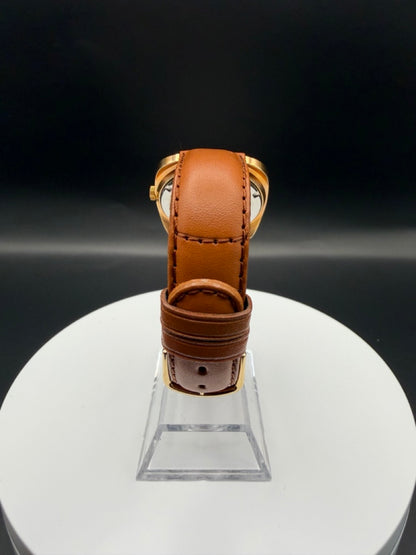 Montre Orano NOS Swiss Made Automatique doré bracelet marron