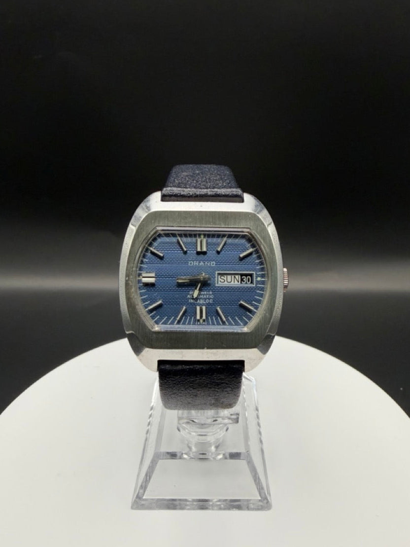 Montre Orano NOS Swiss Made Automatique Bleu texturé vintage