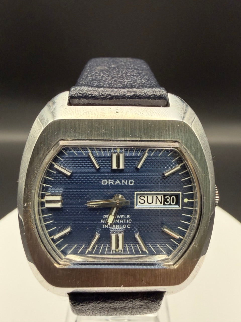 Montre Orano NOS Swiss Made Automatique Bleu texturé vintage