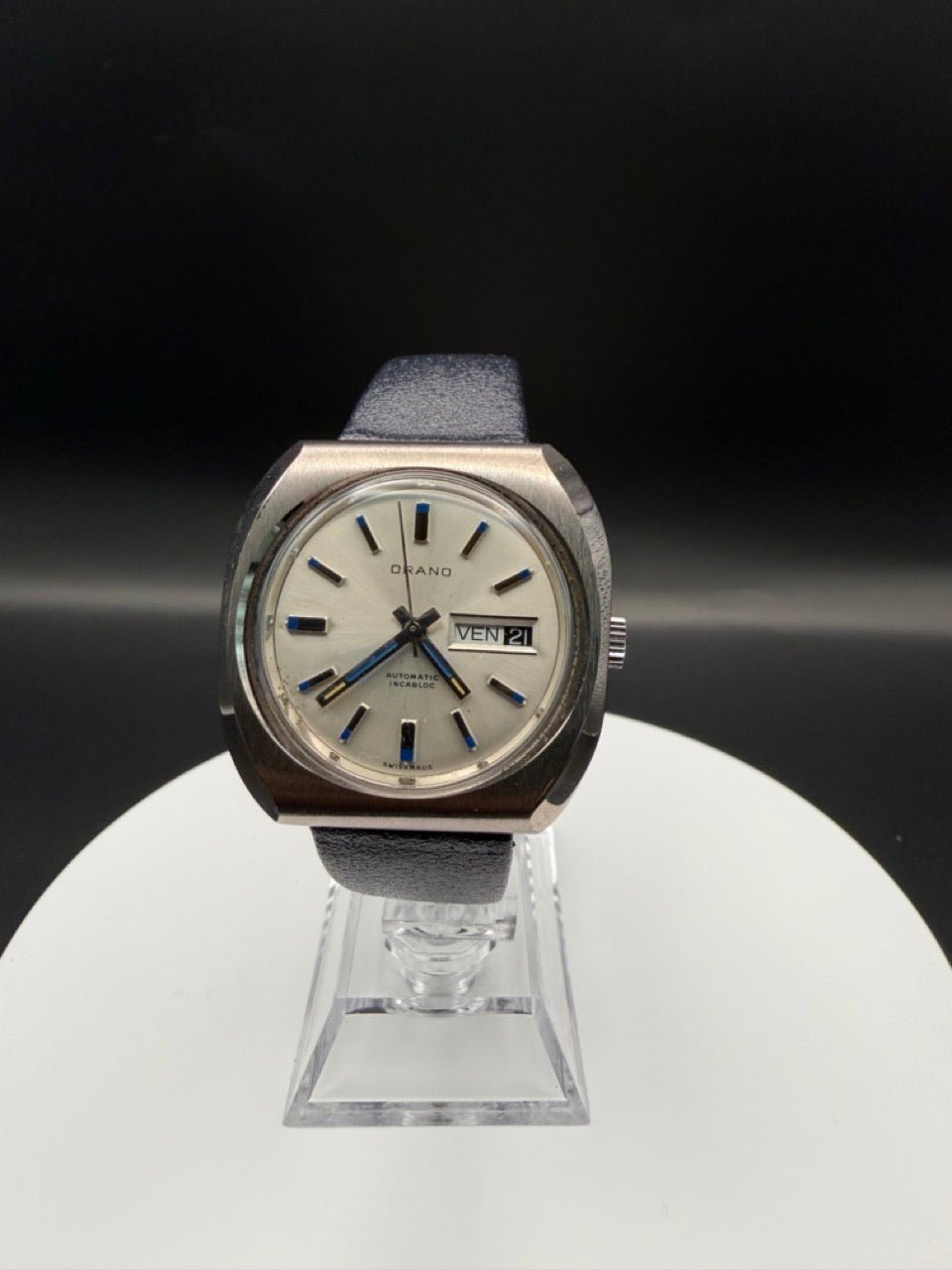 Montre Orano NOS Swiss Made Automatique silver brut vintage
