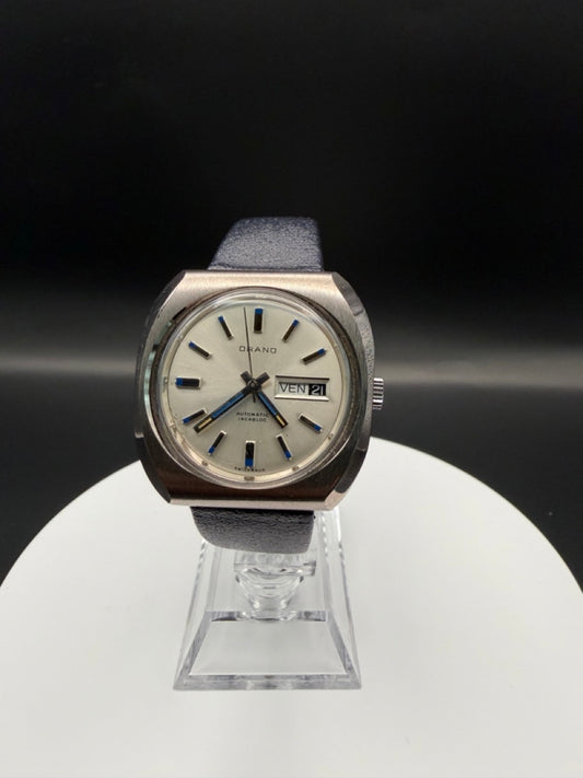 Montre Orano NOS Swiss Made Automatique silver brut vintage