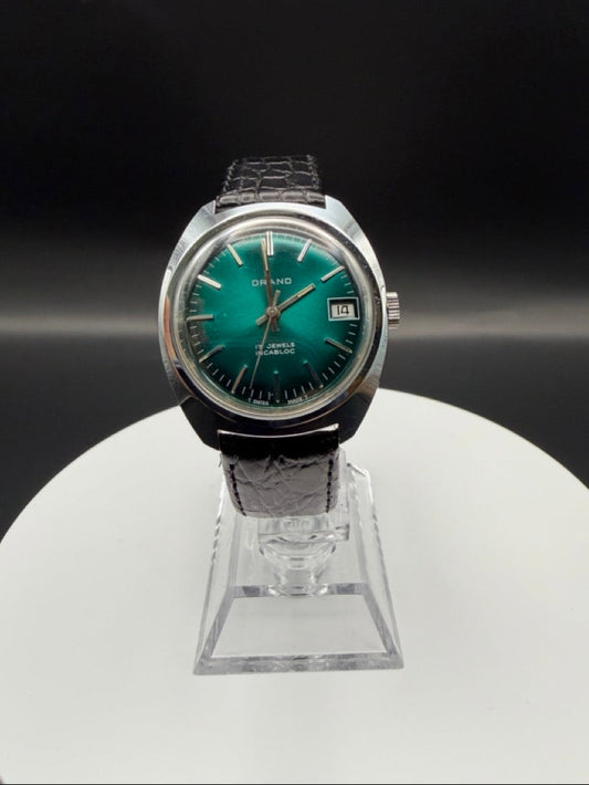 Montre Orano NOS Swiss Made Vert émeraude vintage