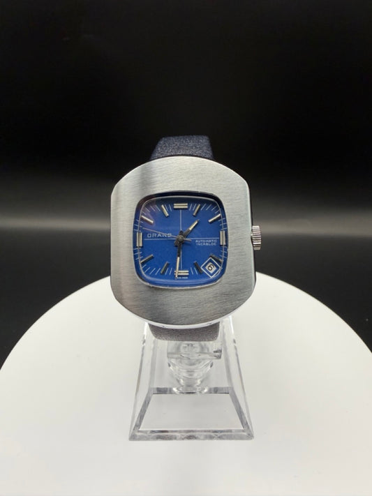 Montre Orano NOS Swiss Made Automatique day date cadran bleu vintage