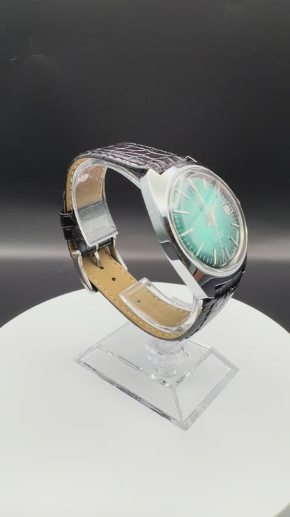 Montre Orano NOS Swiss Made Vert émeraude vintage