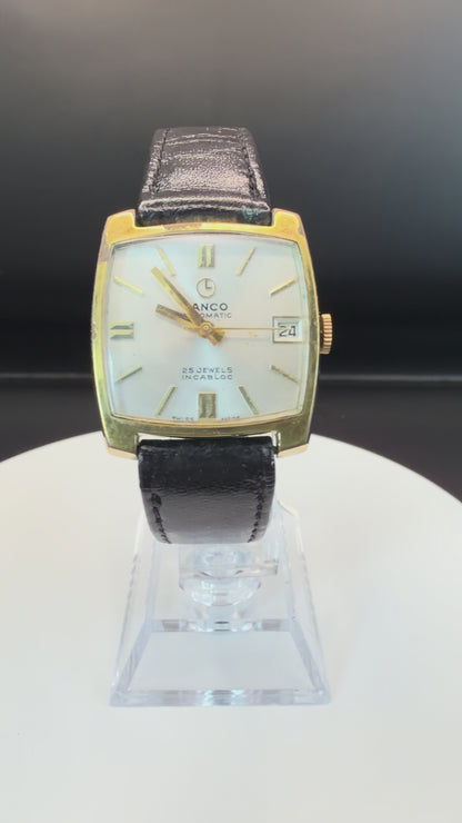 Montre LANCO carré vintage Automatic 25 Jewels – boîtier plaqué or
