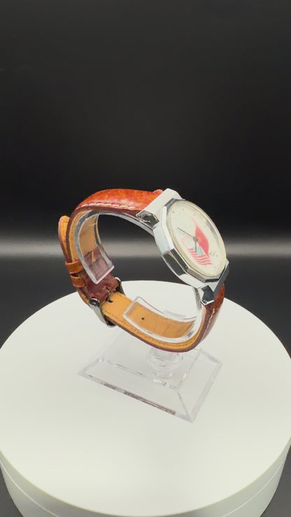 Montre vintage Luch Quartz USSR USA – pièce commémorative soviétique rare guerre froide