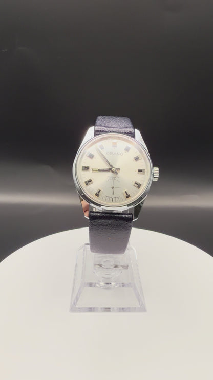 Montre Orano NOS Swiss Made cadran argent vintage FS Ferrovie dello Stato