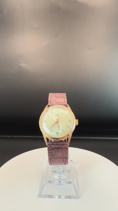 Montre LIP vintage mécanique Incabloc – boîtier plaqué or - 1950/1960