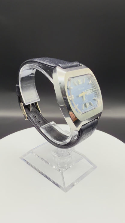 Montre Orano NOS Swiss Made Automatique Bleu texturé vintage